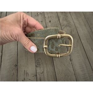 Streets Ahead Vintage Gold Buckle Green Belt